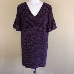 Madewell Painted Clover Silk Navy Blue Shift Dress